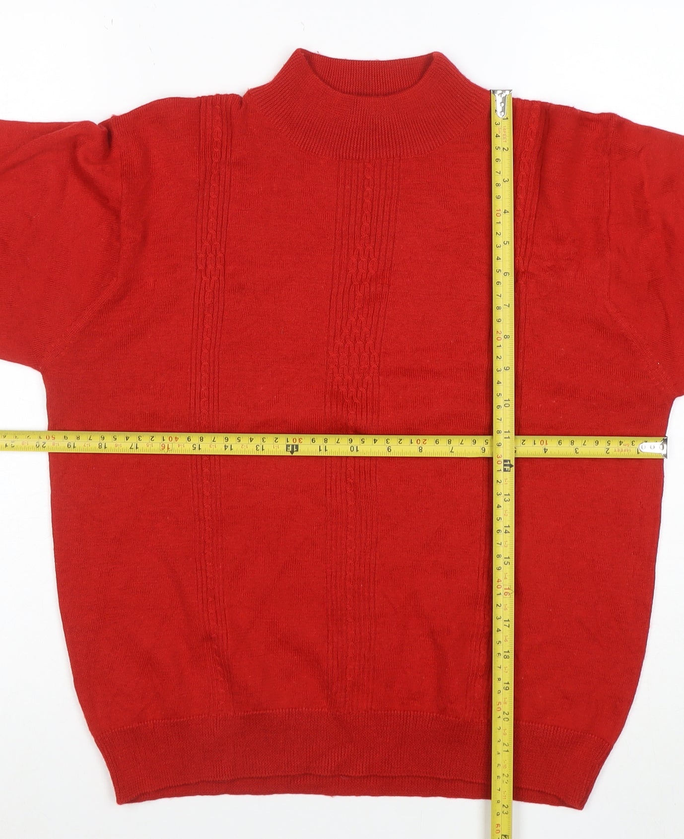Alfred Dunner Women's Red Mock Neck Wool Blend Cable Knit Jumper Size L