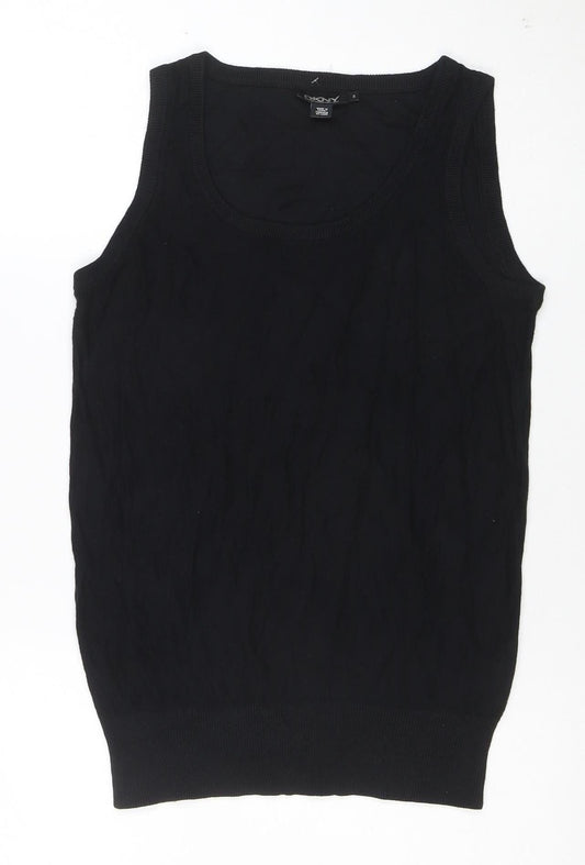 DKNY Womens Black Silk Cotton Cashmere Knit Sleeveless Tank Top S