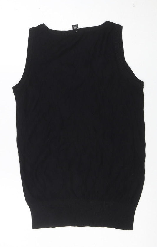 DKNY Womens Black Silk Cotton Cashmere Knit Sleeveless Tank Top S