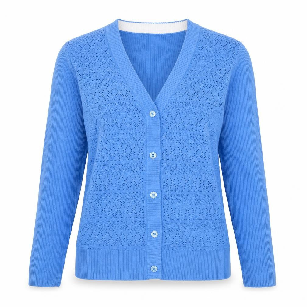 Van Heusen Women's Blue Knit V-Neck Button Cardigan Size M
