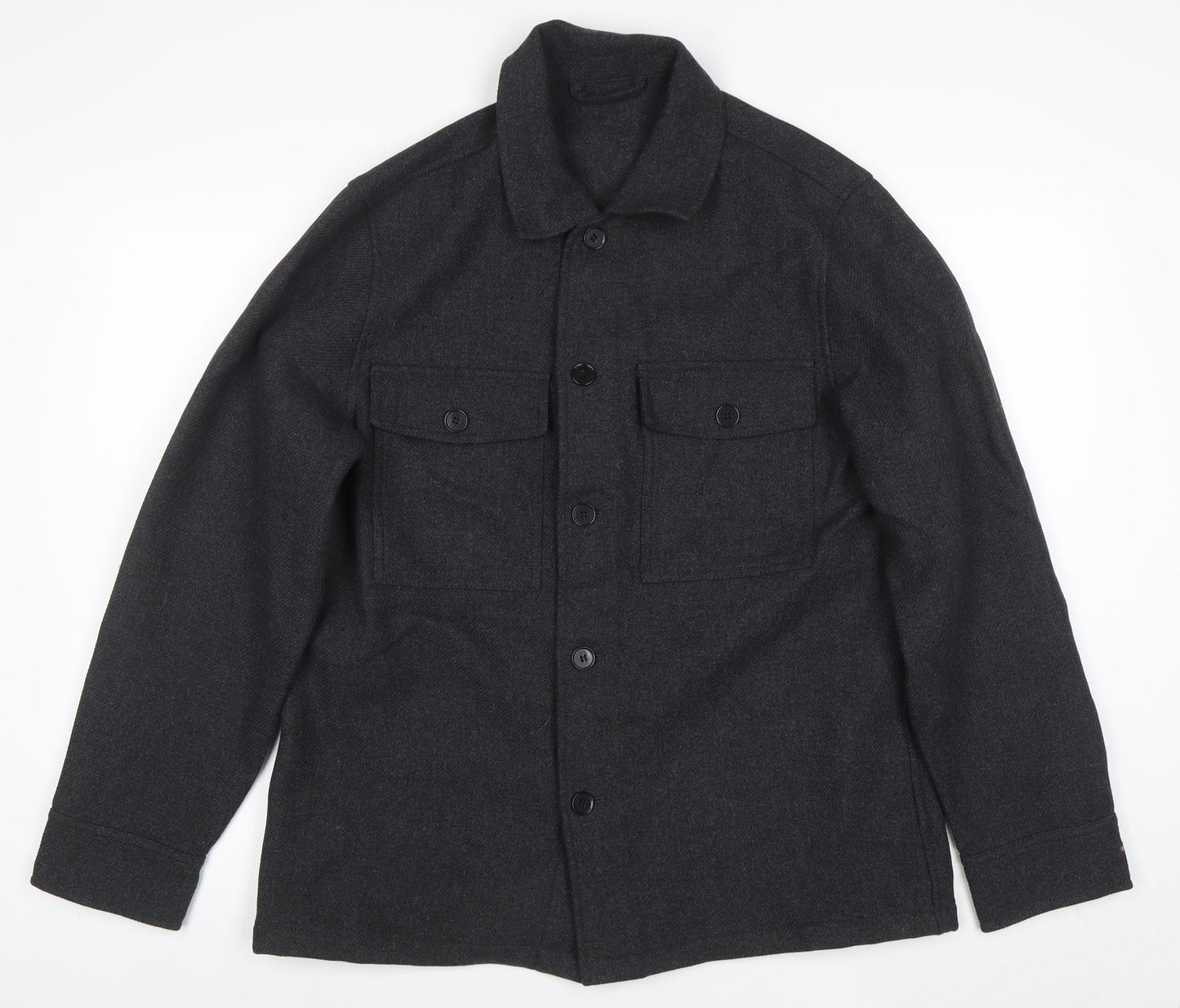 H&M Men Grey Wool Blend Button Shirt Jacket Size M