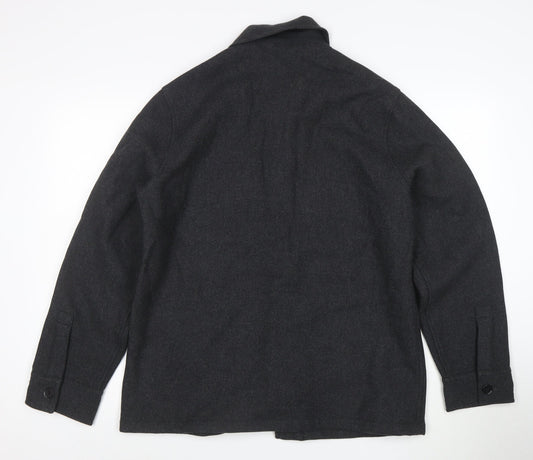 H&M Men Grey Wool Blend Button Shirt Jacket Size M