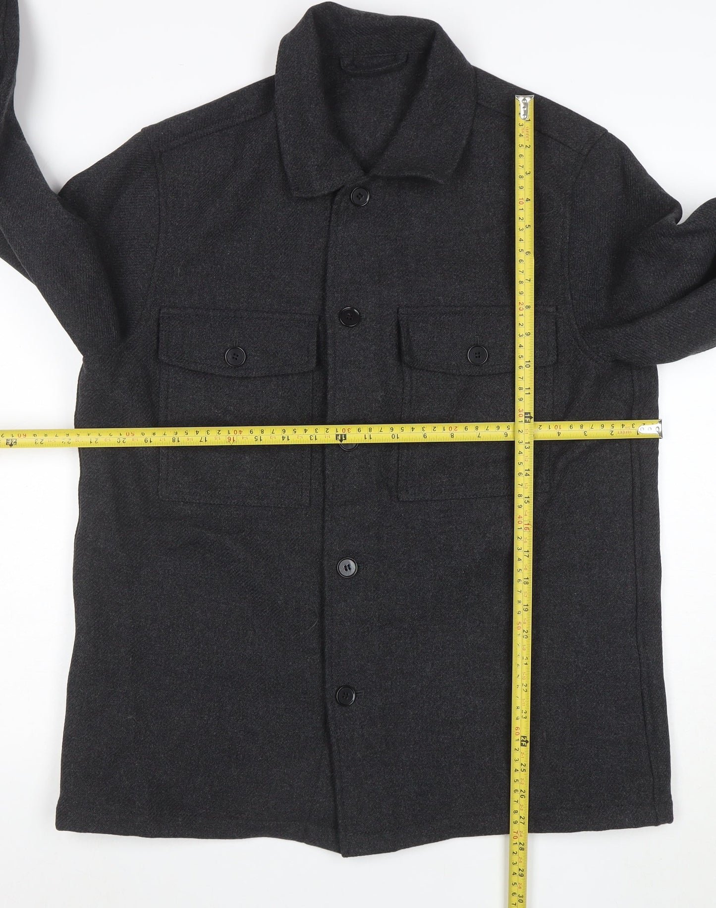 H&M Men Grey Wool Blend Button Shirt Jacket Size M