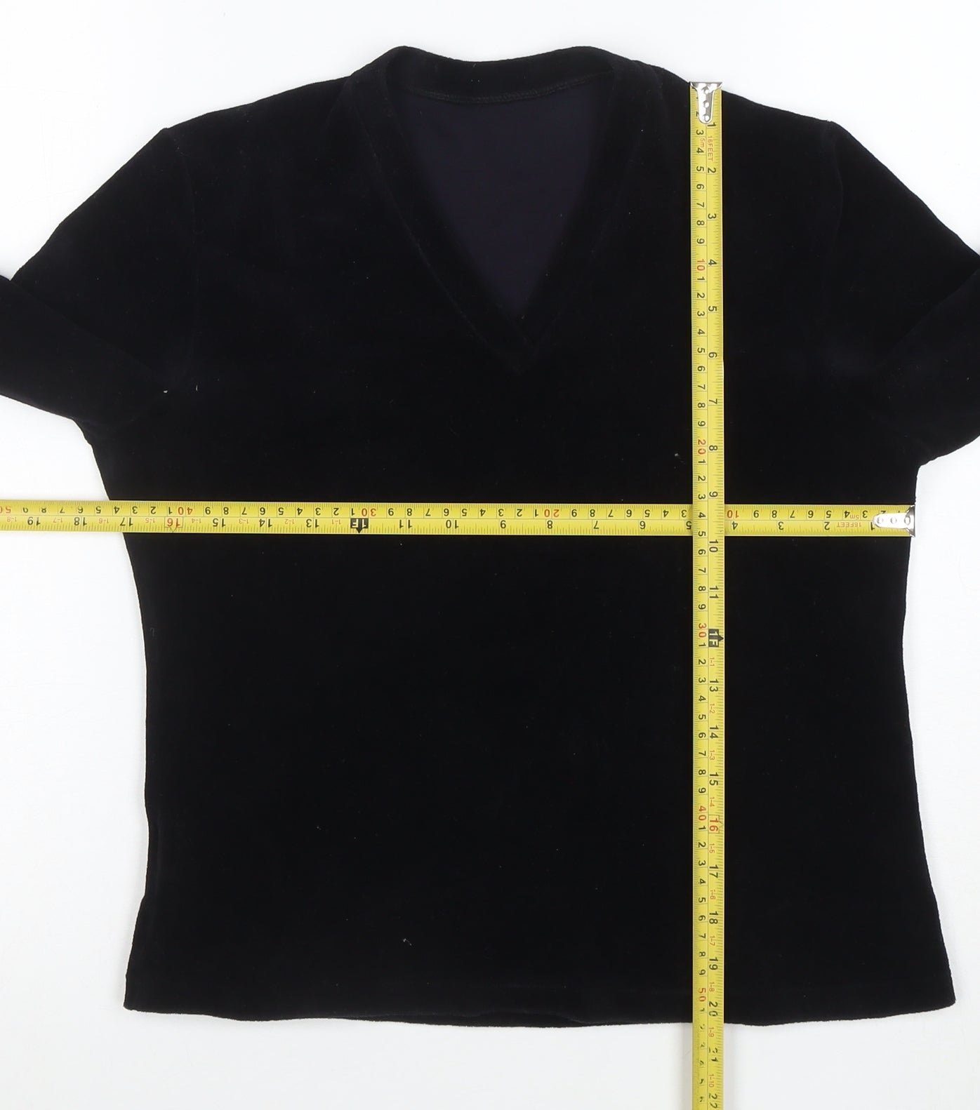 Marks and Spencer Women’s Black Velvet V-Neck Long Sleeve Blouse Size 16