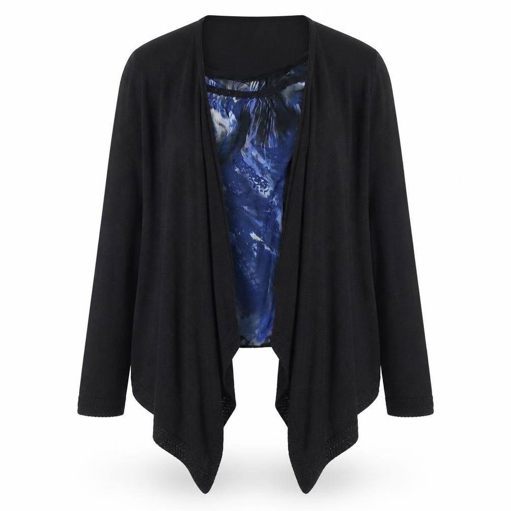 Per Una Women Black Size 12 Long Sleeve Wrap Tunic Top