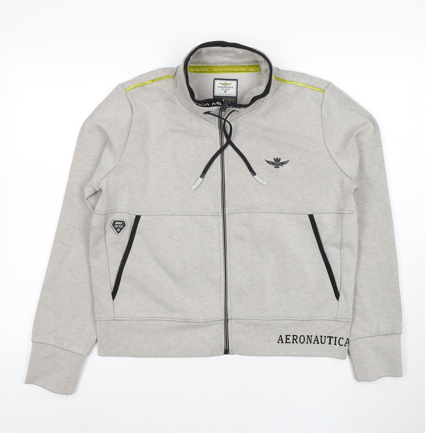 Aeronautica Militare Women’s Grey Full Zip Sweatshirt L Logo Design