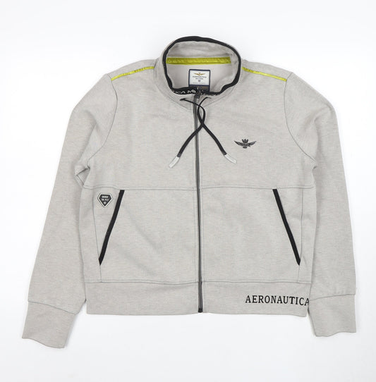Aeronautica Militare Women’s Grey Full Zip Sweatshirt L Logo Design