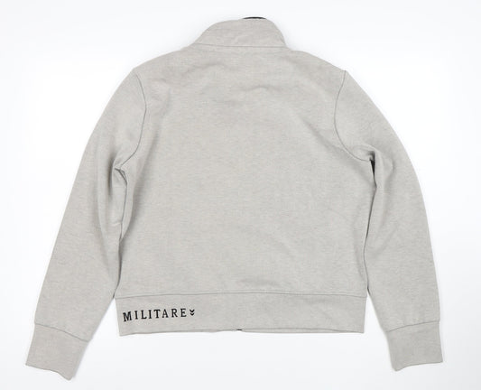 Aeronautica Militare Women’s Grey Full Zip Sweatshirt L Logo Design