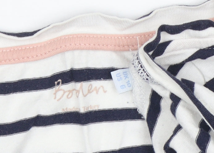 Boden Women’s Blue White Striped 3/4 Sleeve Cotton Modal T-Shirt UK 10