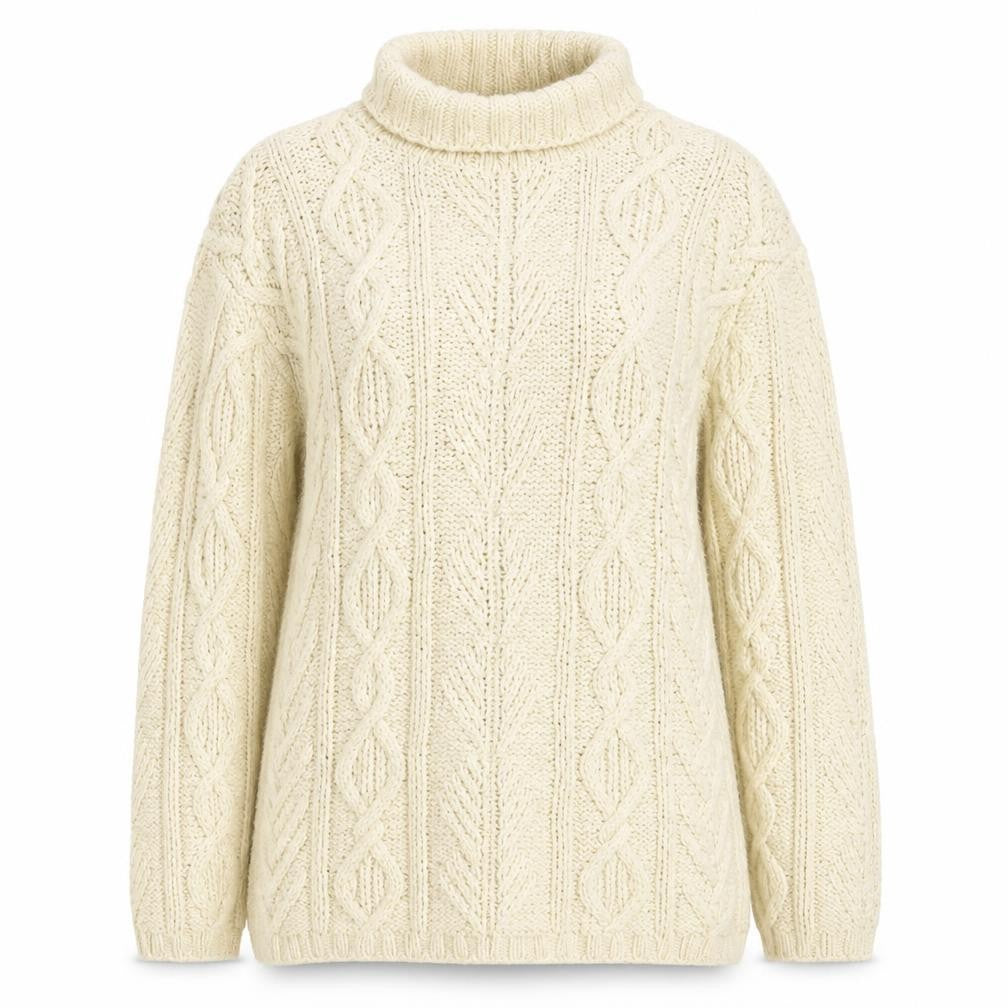Laura Ashley Women Ivory Cable Knit Roll Neck Cotton Jumper S