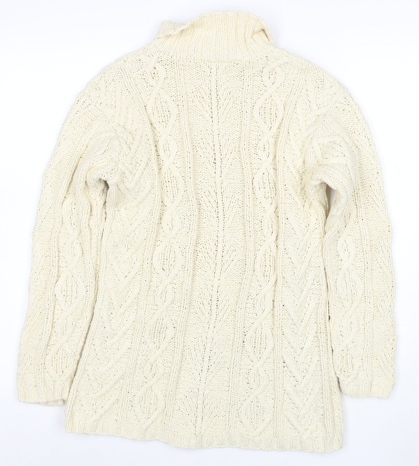 Laura Ashley Women Ivory Cable Knit Roll Neck Cotton Jumper S