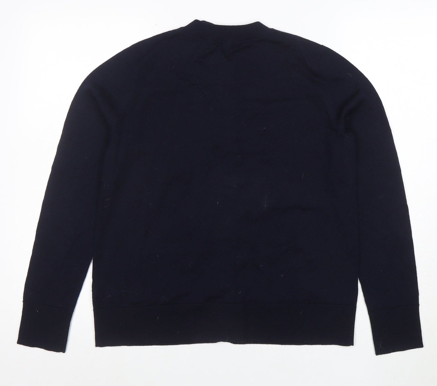 COS Women's Black Wool Crew Neck Long Sleeve Cardigan Size S