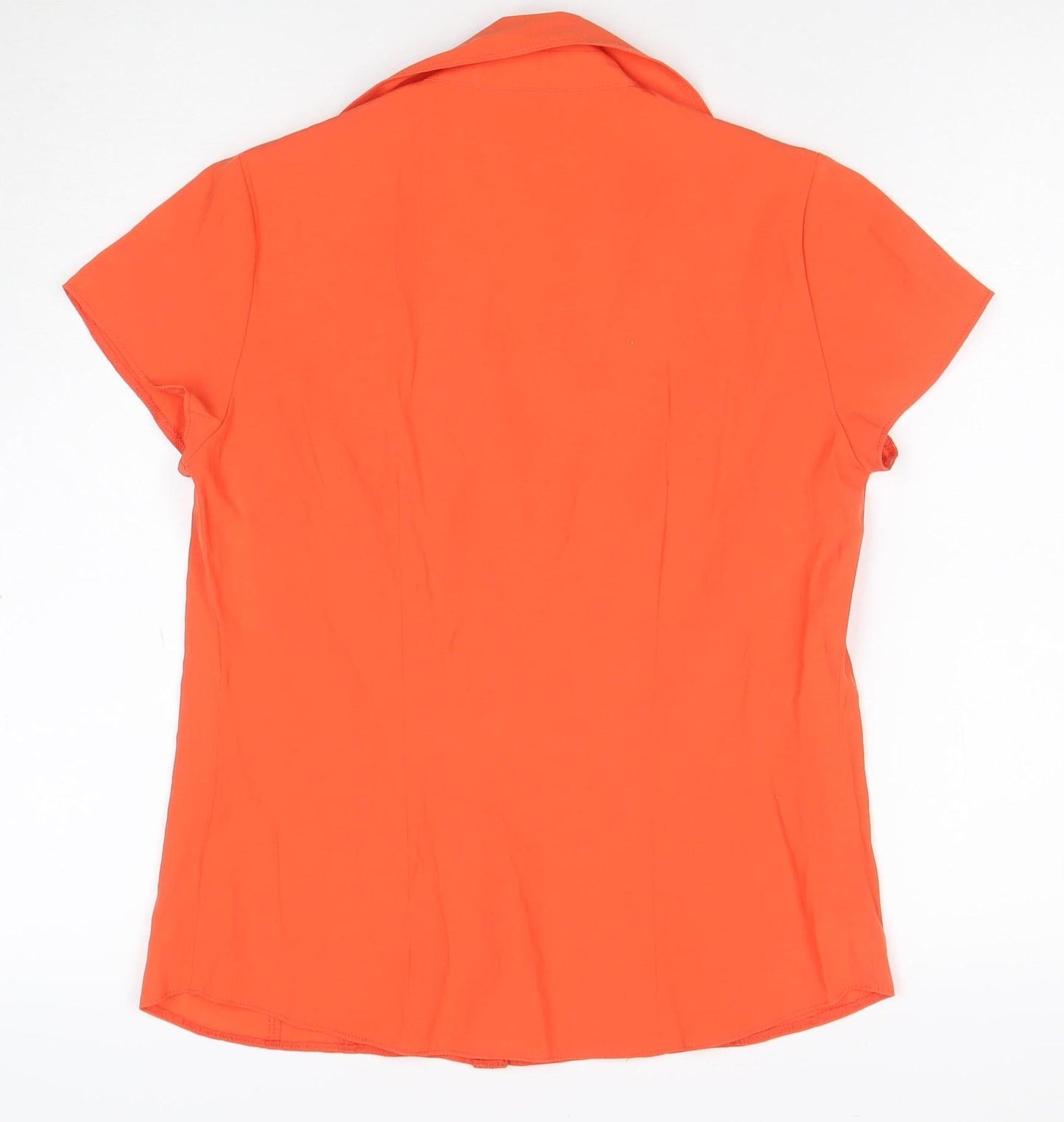 BHS Women’s Orange Short Sleeve Collared Button-Up Blouse Size 10