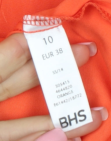 BHS Women’s Orange Short Sleeve Collared Button-Up Blouse Size 10