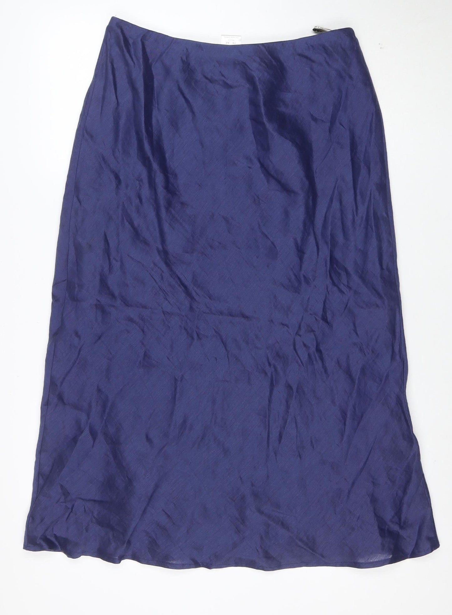 Minuet Women Blue Silk Blend Midi A-Line Skirt Size 16