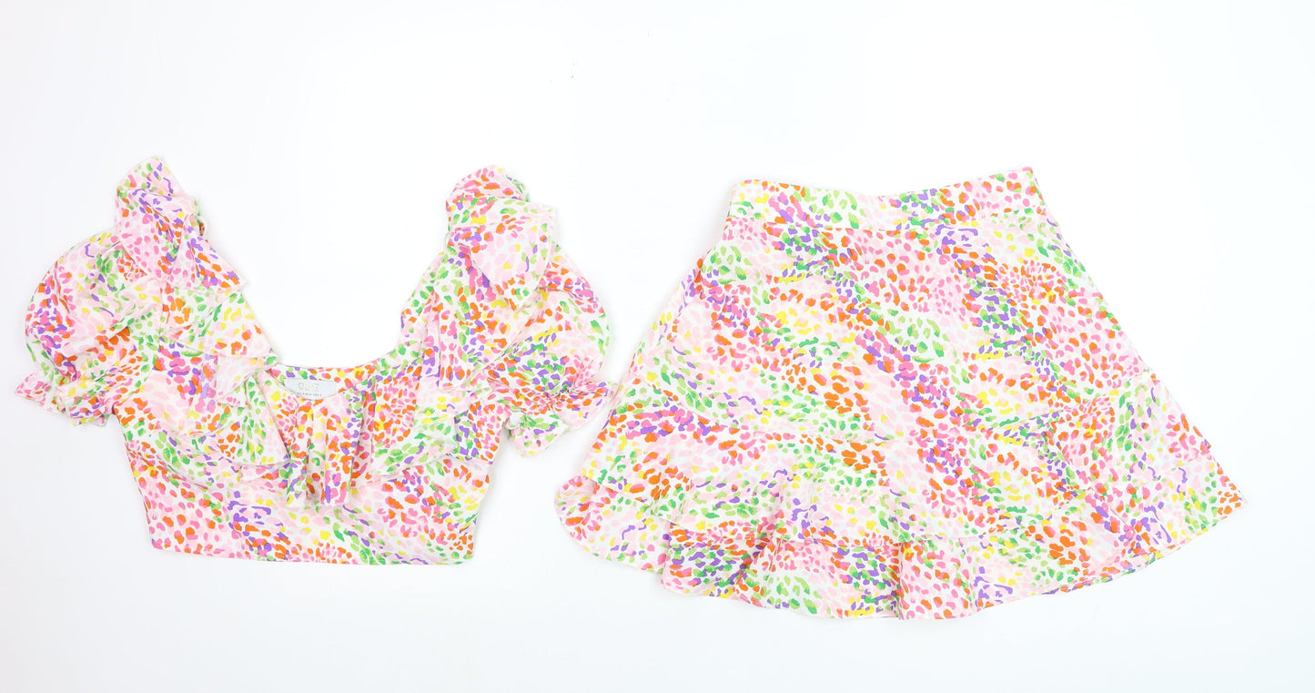Quiz Women’s Multicoloured Ruffle A-Line Short Skirt Set UK 6/8
