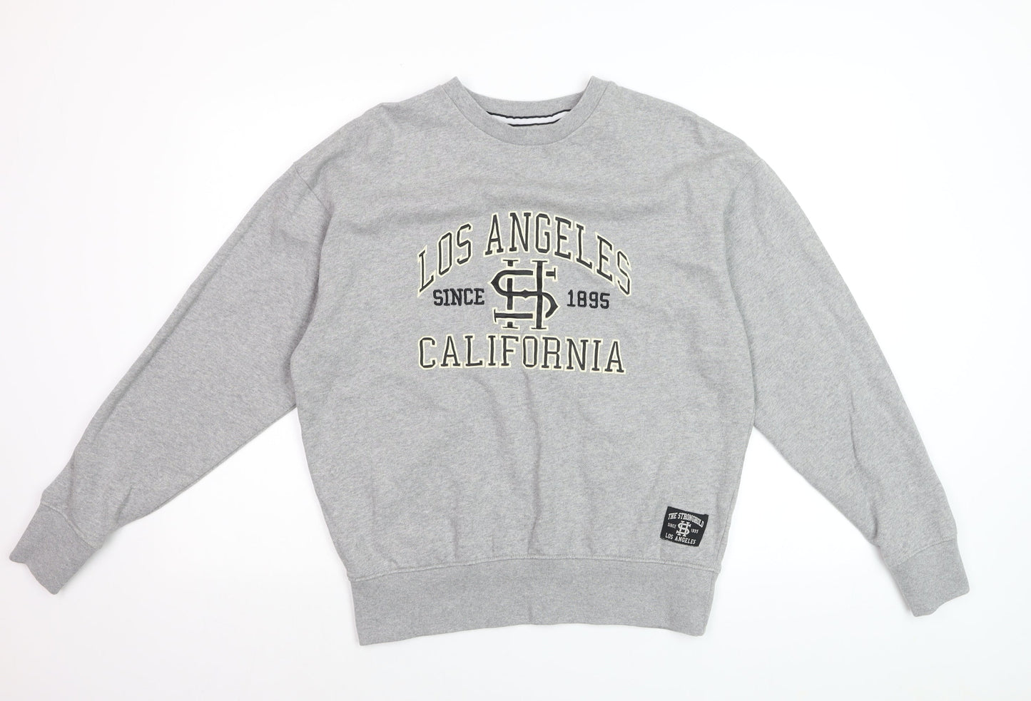 The Stronghold Men's Grey Graphic College Sweatshirt Small