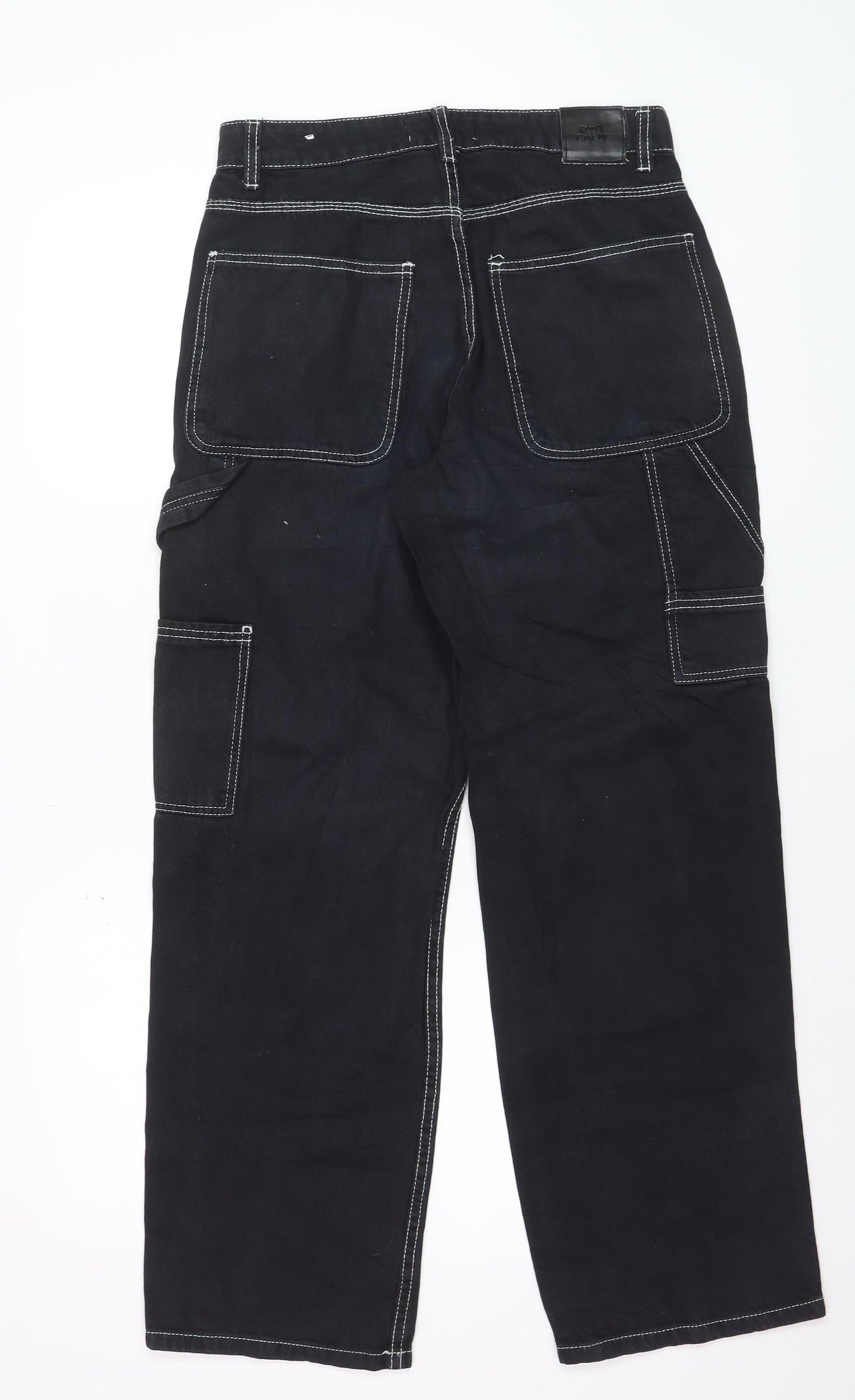 Jennyfer Womens Black Carpenter Jeans Size 10 Relaxed Fit Denim