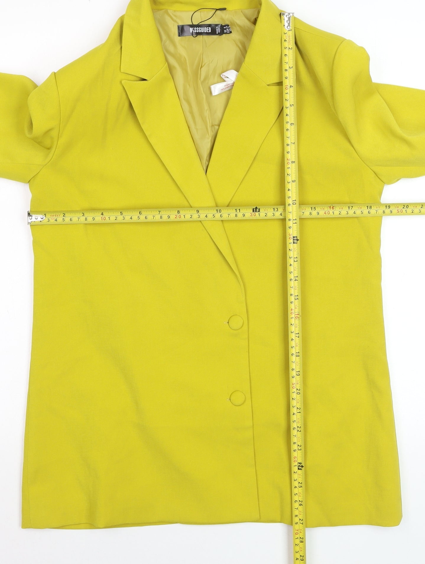 Missguided Women's Yellow Regular Fit Double-Breasted Blazer UK 8