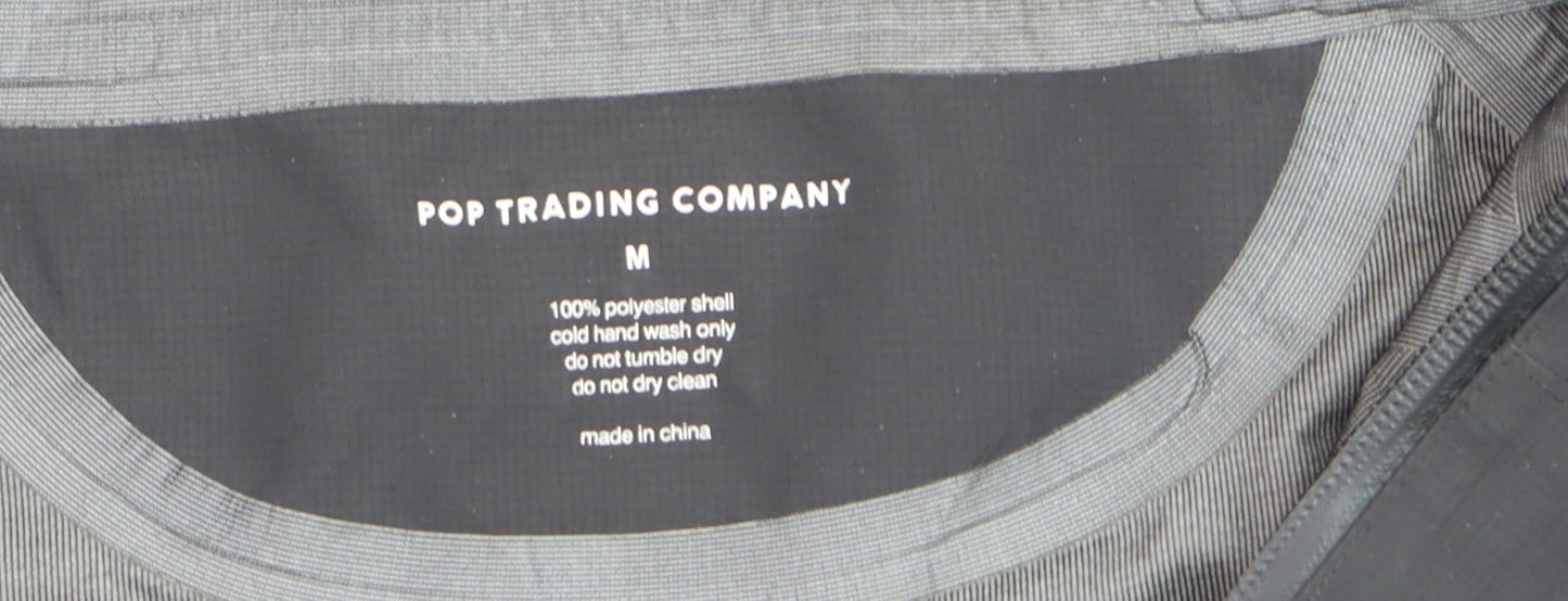 Pop Trading Company Men's Black Hooded Windbreaker Jacket Size M