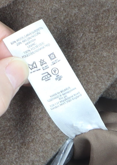 BHS Women’s Brown Wool Blend Pea Coat Size 20 Long Sleeve Lined
