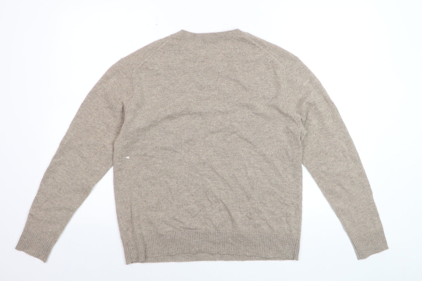 Marks and Spencer Women Beige 14 Pure Cashmere Crew Neck Jumper