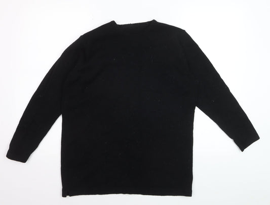 Marks & Spencer Women's Black Wool Crew Neck Jumper Size 10