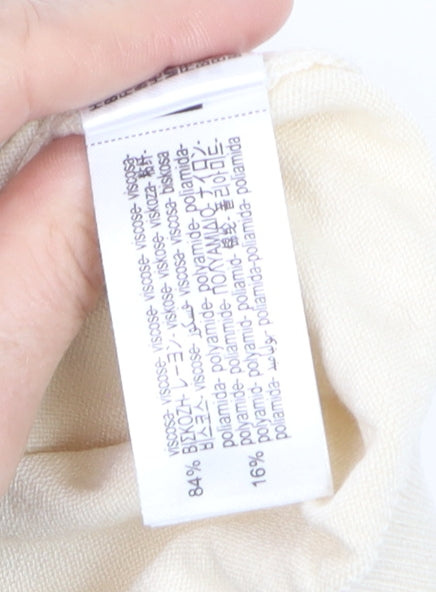 Zara Women's Ivory Knit Sleeveless V-Neck Vest Jumper Size M