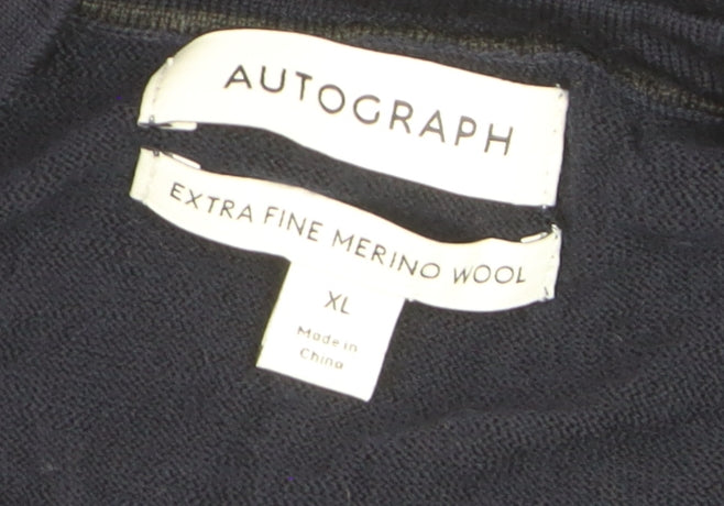 Marks and Spencer Women Blue XL Merino Wool Short Sleeve Pullover Jumper