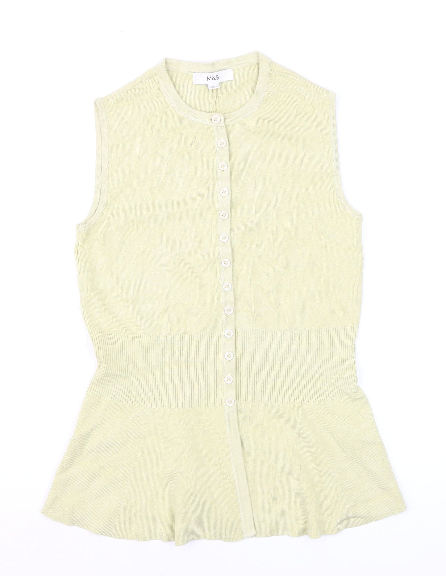 Marks and Spencer Womens Beige Sleeveless Knit Cardigan Size S