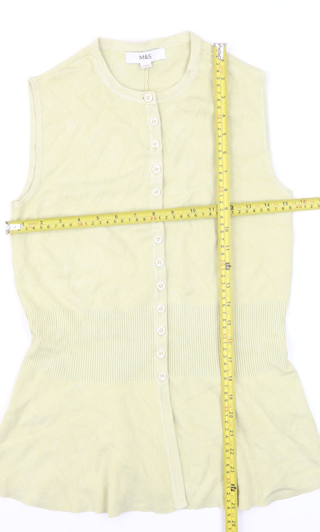 Marks and Spencer Womens Beige Sleeveless Knit Cardigan Size S