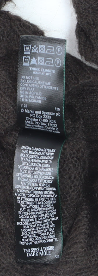 Marks and Spencer Per Una Women Brown L Knit Mohair Blend Jumper