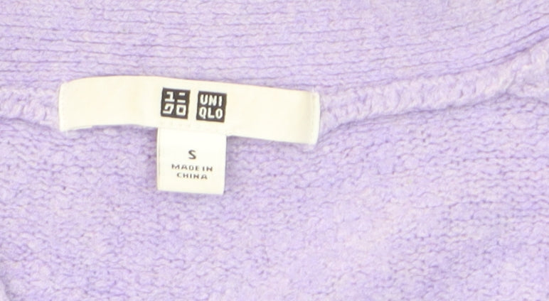 Uniqlo Women’s Purple V-Neck Cardigan S Wool Blend Knit Jumper