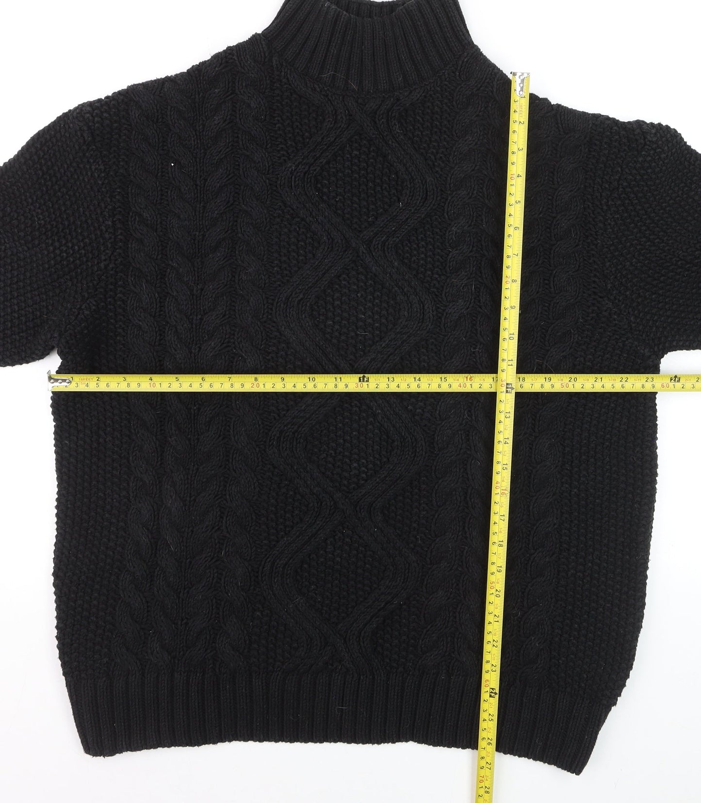 Next Men's Black Cable-Knit High Neck Jumper Size L