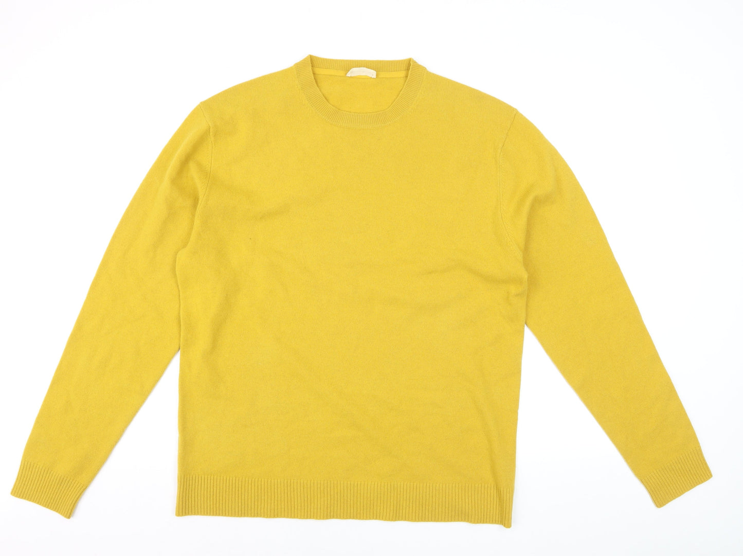 American Vintage Men Yellow Wool Cashmere Crew Neck Pullover 2XL