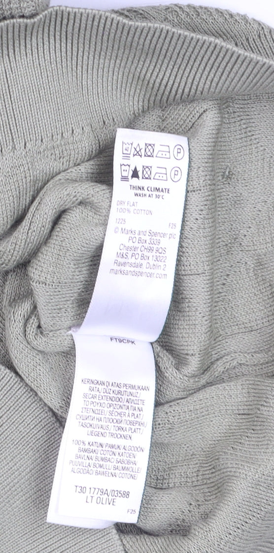 Marks and Spencer Mens Green Cotton Polo Jumper M Regular