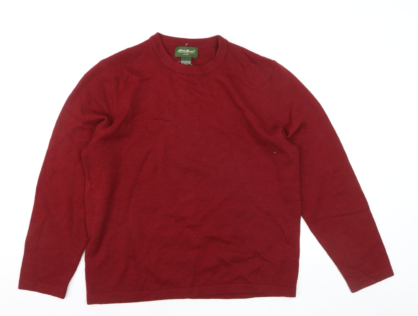 Eddie Bauer Men's Red Merino Wool Crew Neck Pullover Jumper M