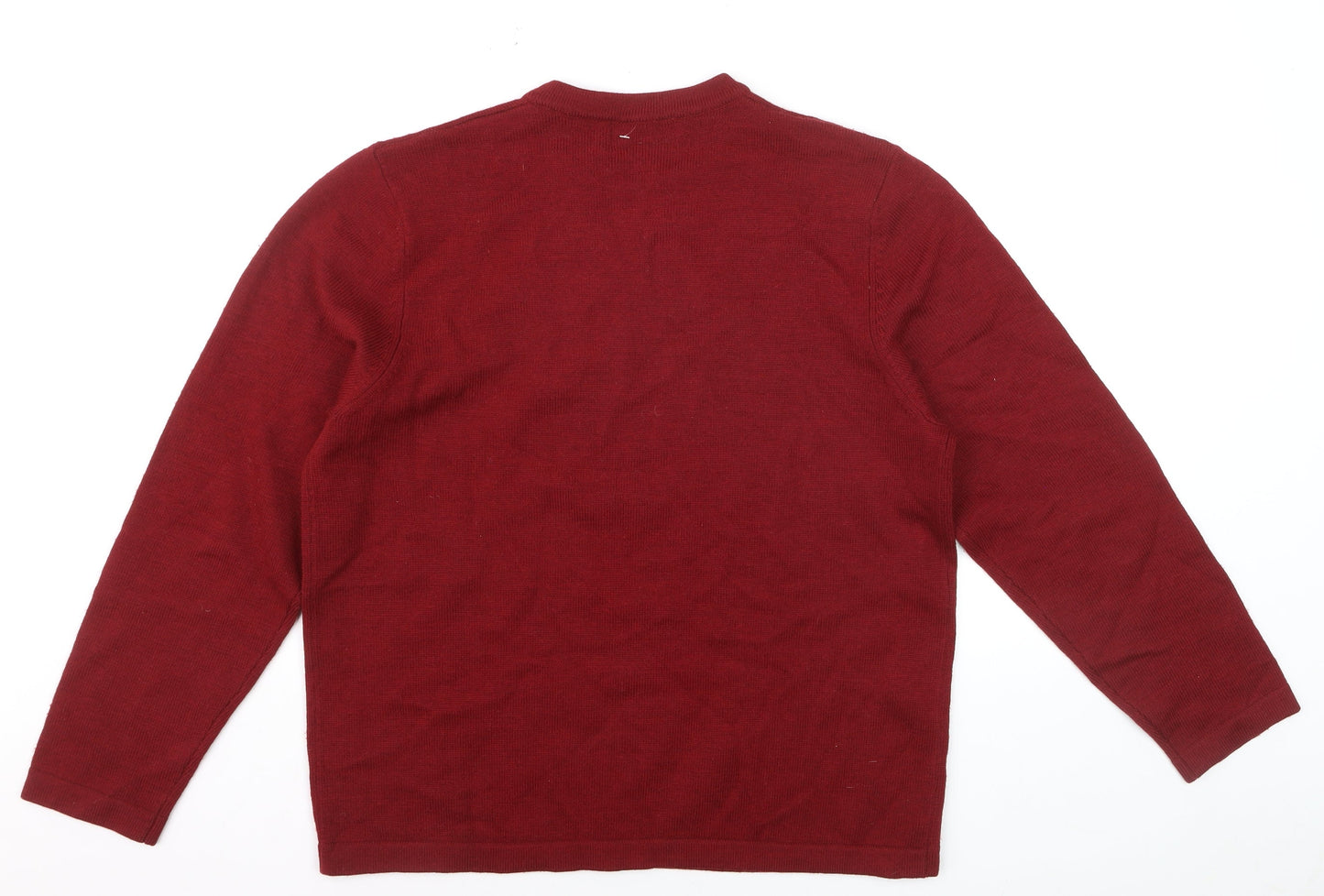 Eddie Bauer Men's Red Merino Wool Crew Neck Pullover Jumper M