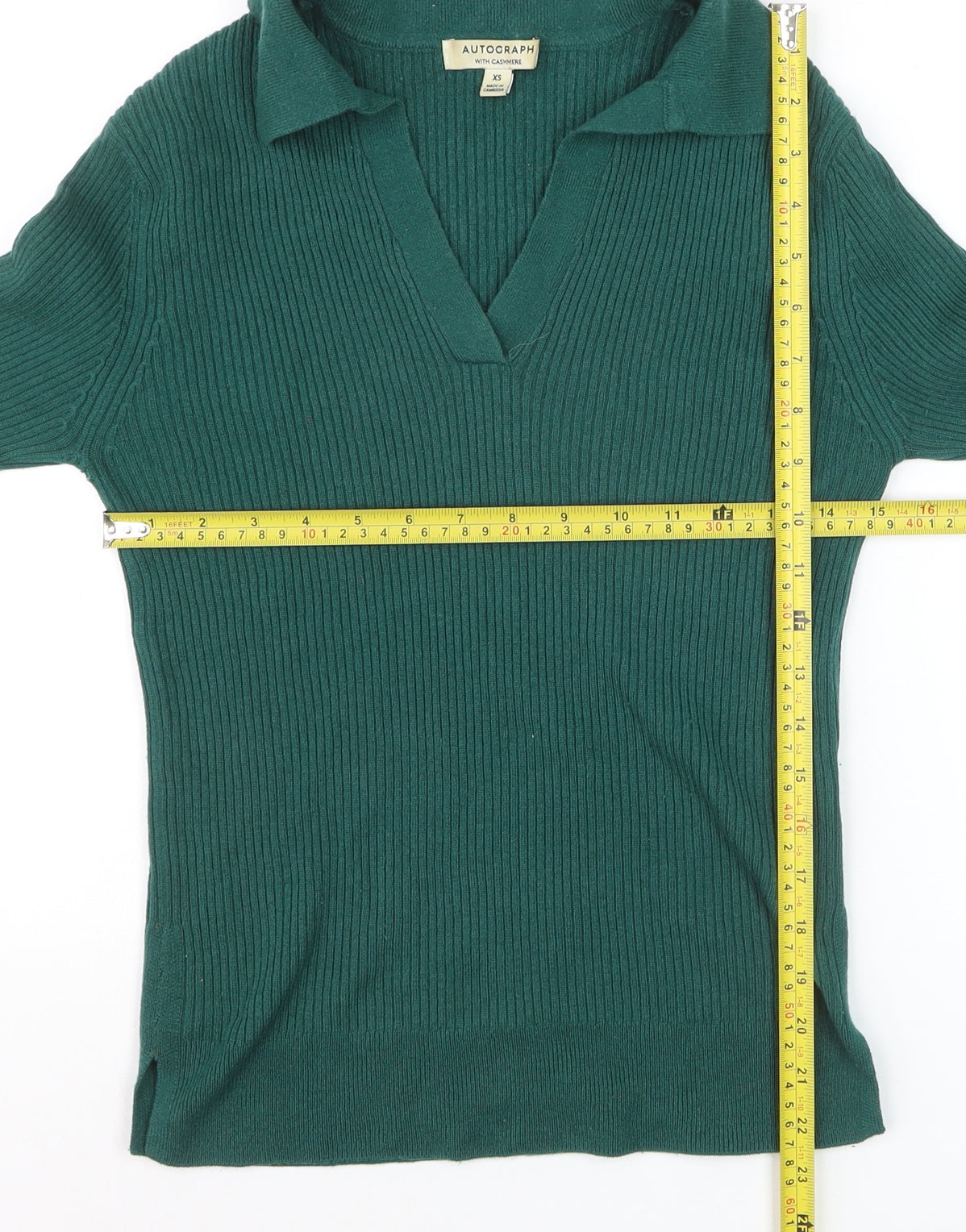Marks and Spencer Autograph Green Wool Cashmere Collared Women's XS Jumper