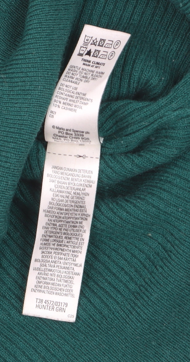 Marks and Spencer Autograph Green Wool Cashmere Collared Women's XS Jumper