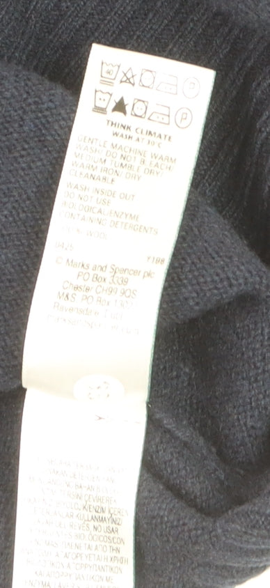 Marks and Spencer Men’s Blue Wool Crew Neck Jumper M Regular Fit