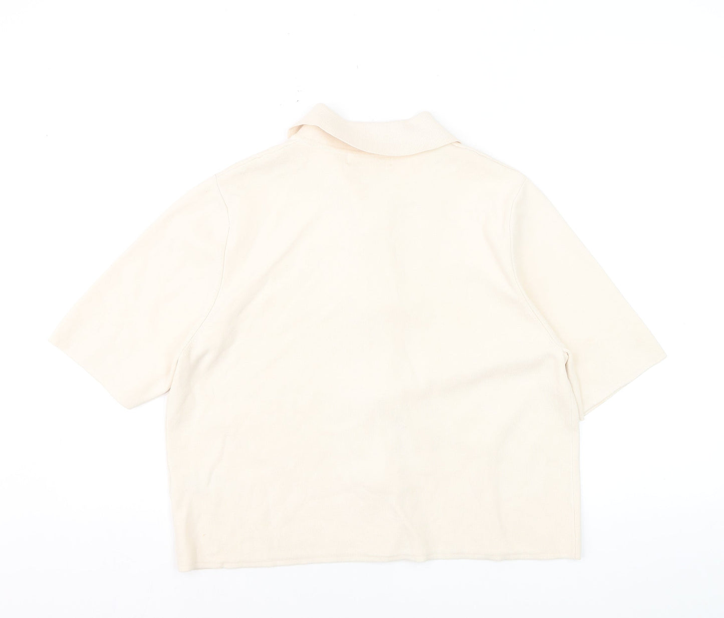 Marks and Spencer Women Beige Collared Short Sleeve Cardigan L