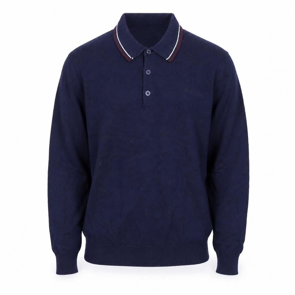Ben Sherman Men's Blue Collared Cotton Henley Jumper Size M