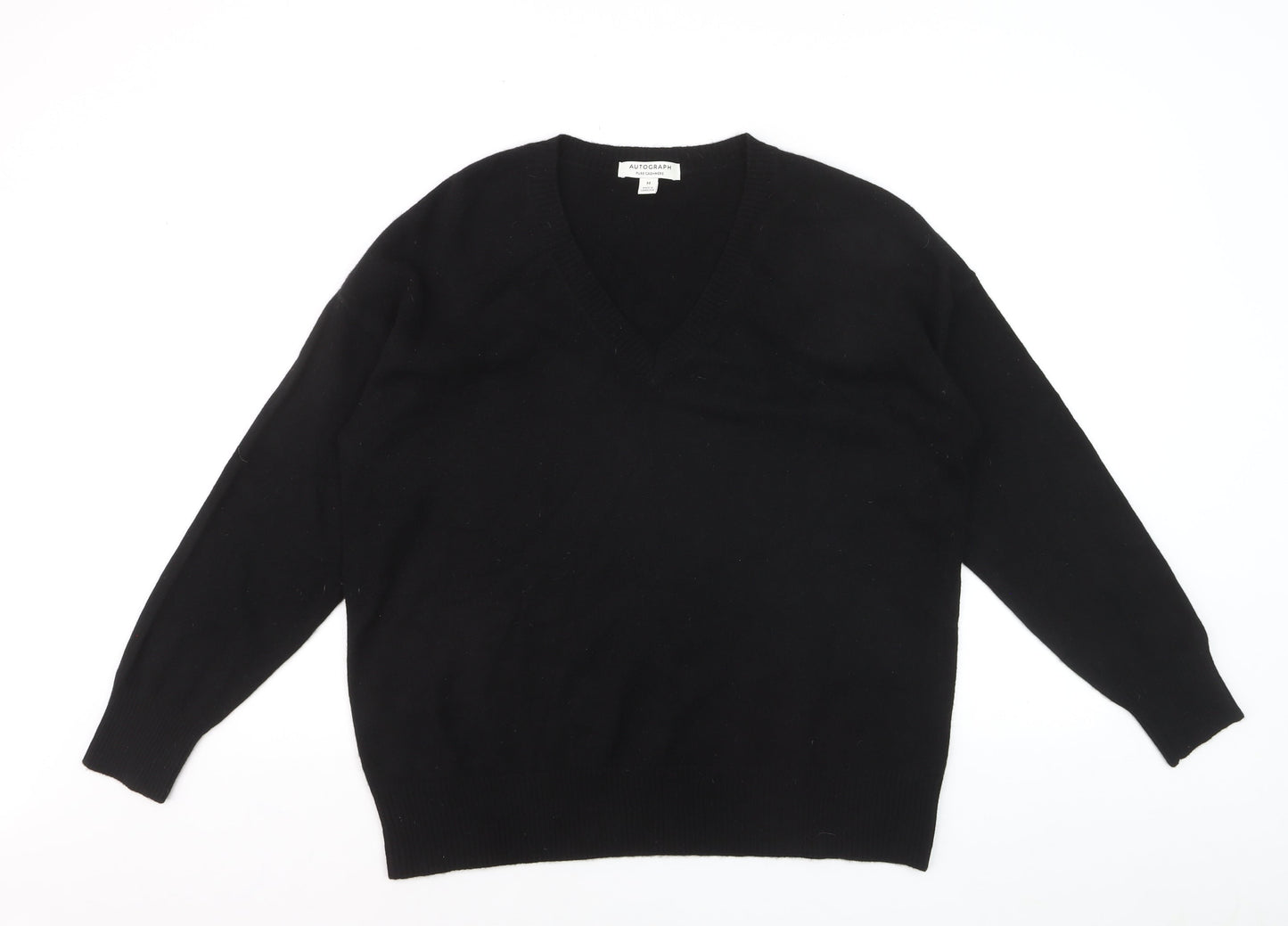 Marks and Spencer Men’s Black Cashmere V-Neck Jumper Size M