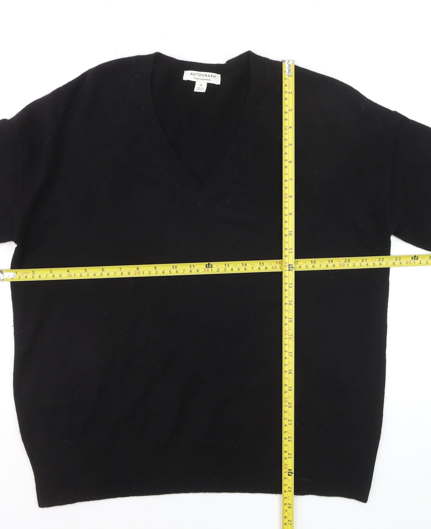 Marks and Spencer Men’s Black Cashmere V-Neck Jumper Size M