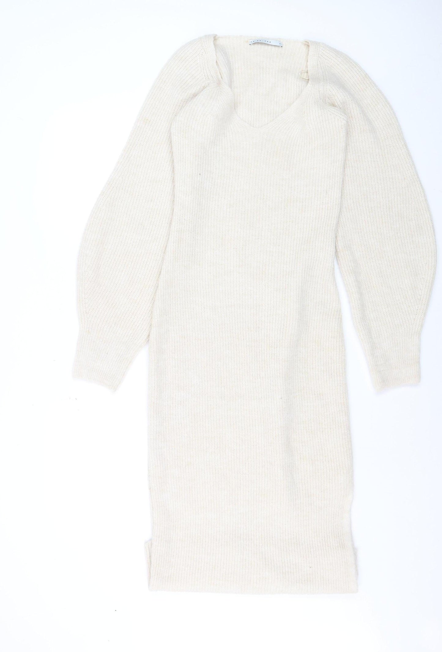 FW Bridge Women’s Beige Knit Bodycon Midi Dress Size 8