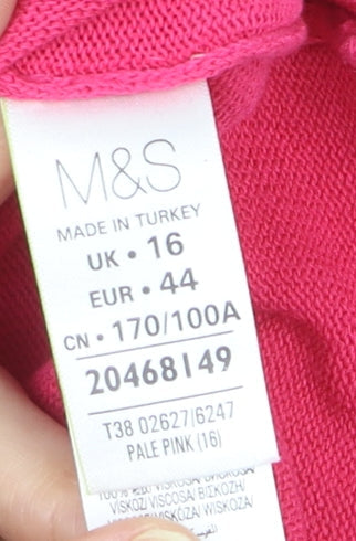Marks and Spencer Women’s Pink Viscose Scoop Neck Long Sleeve Jumper Size 16