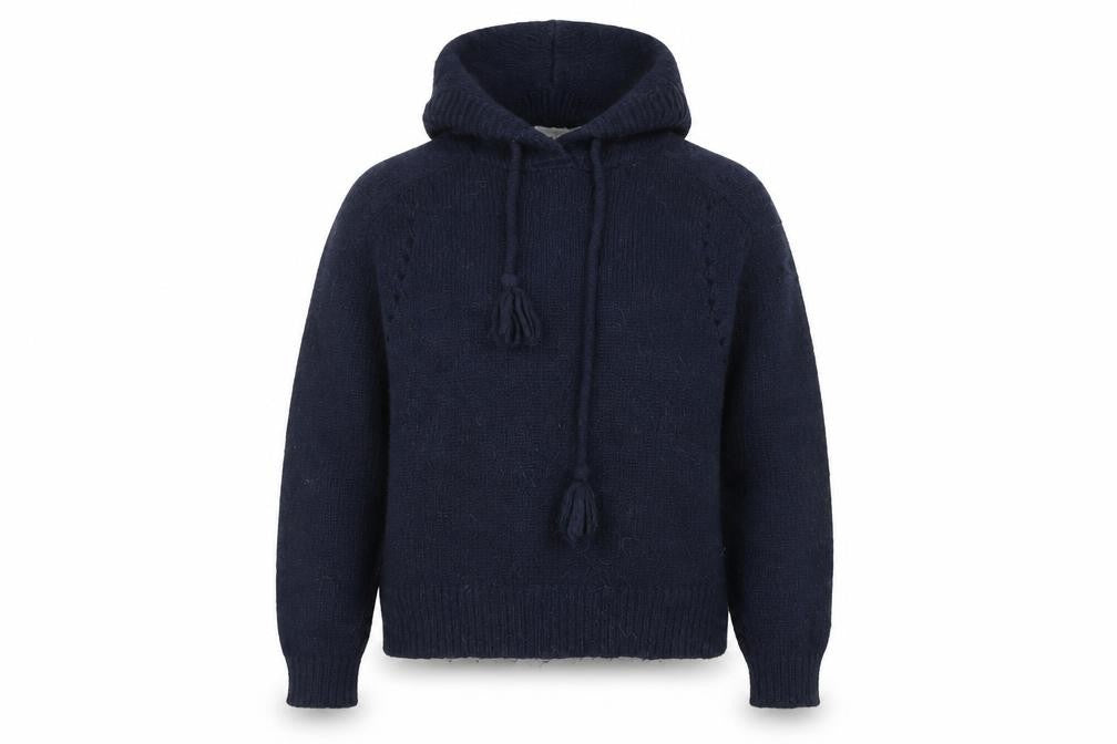 Marks & Spencer Per Una Women's Blue Hooded Knit Jumper L