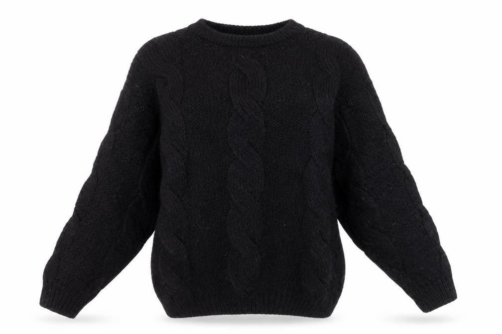 Marks and Spencer Women’s Black Wool Chunky-Knit Jumper Size 10
