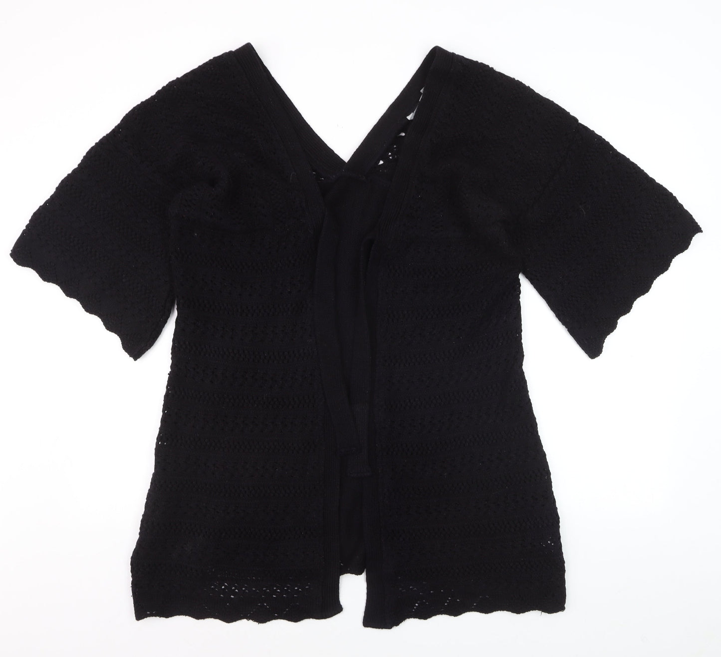 Max Women's Black Acrylic Crochet Open Cardigan Size 18